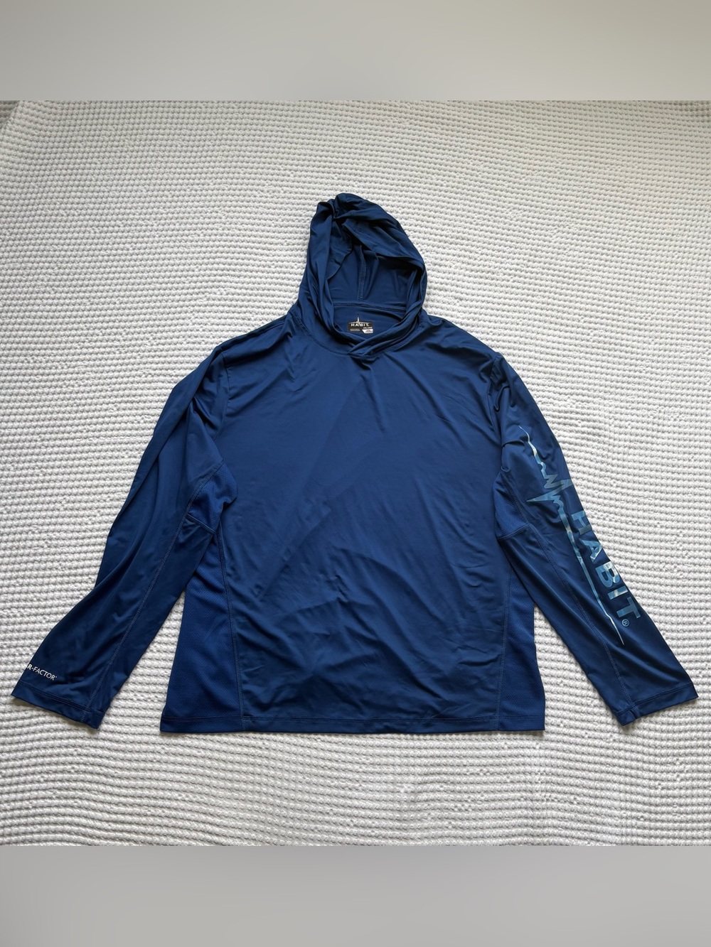 Habit Solar Factor Sun Hoodie Men's Blue Long Sleeve UPF 40+ Fishing Outdoor 2XL